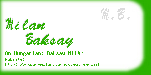 milan baksay business card