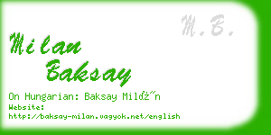 milan baksay business card